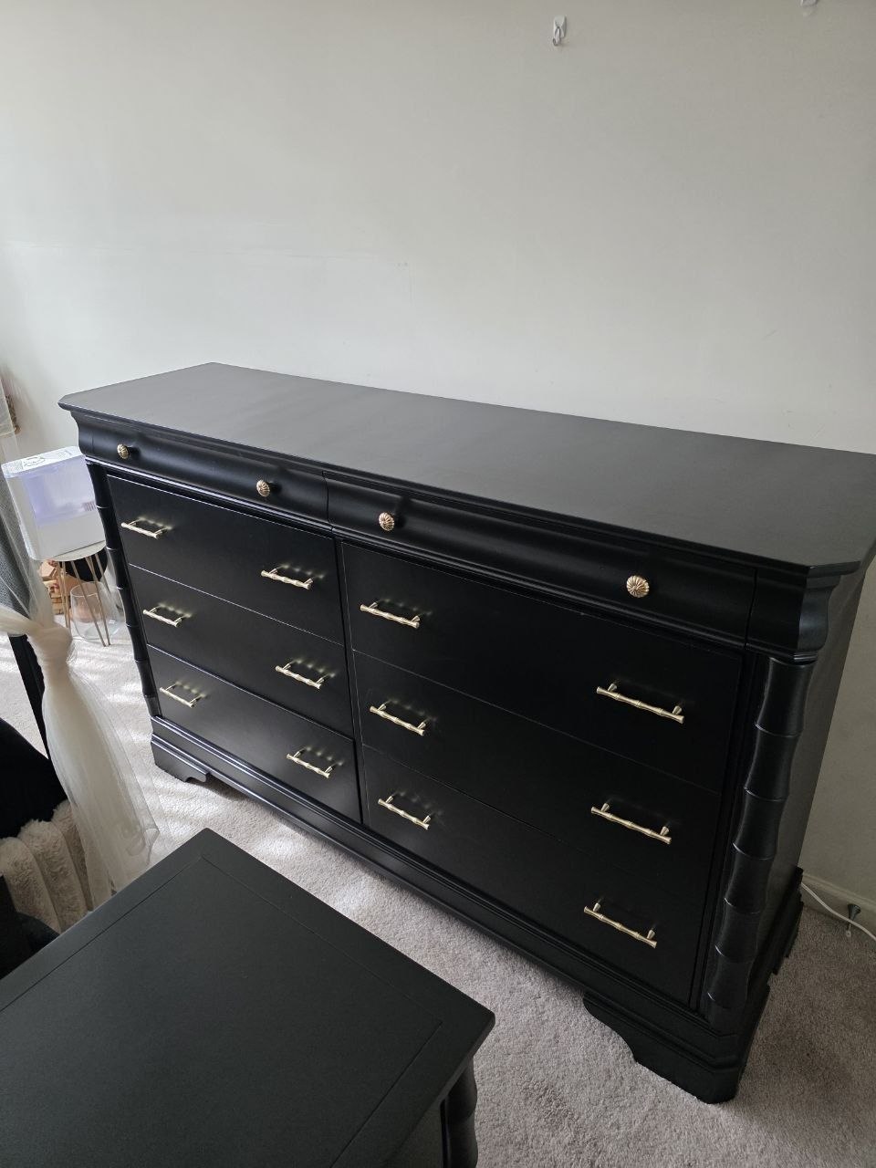 Satin Black Bedroom Set