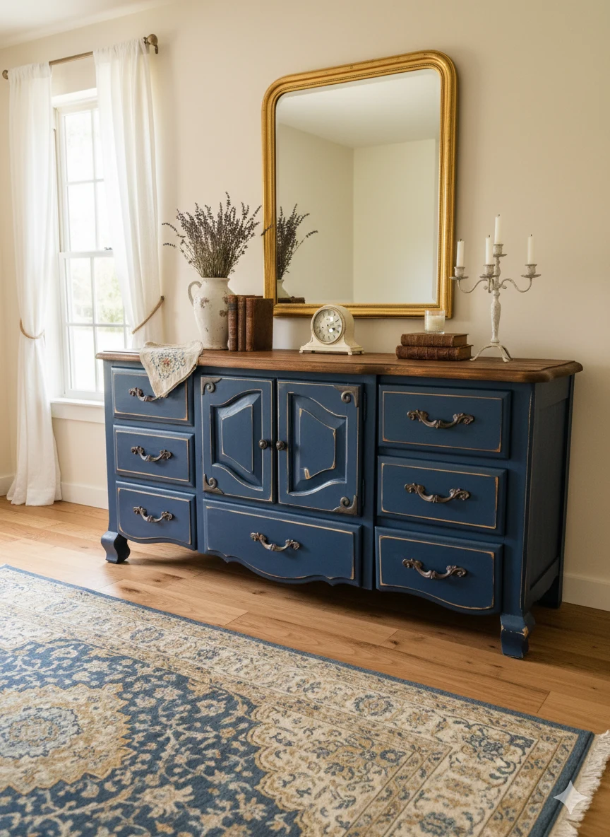 Blue + Wood Provincial Dresser