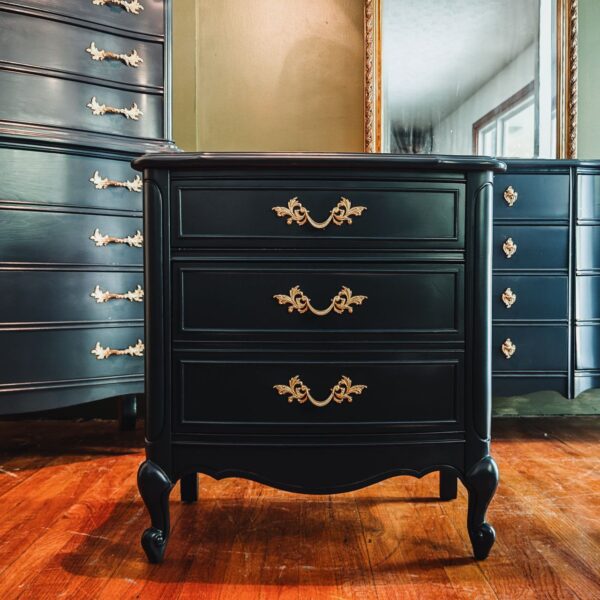 French Provincial Navy Blue Chest and nightstand - Image 2