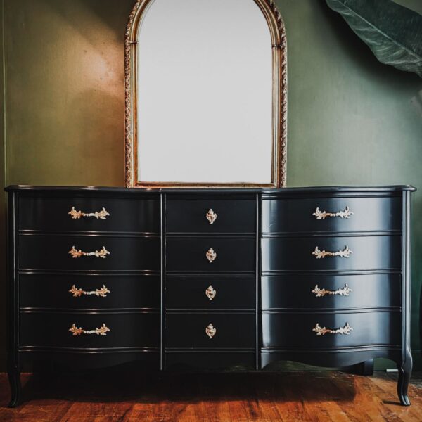 SOLD- French Provincial Burgundy  Dresser Gold Hardware