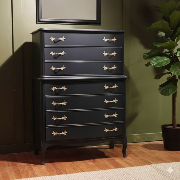 French Provincial Navy Blue Chest and nightstand