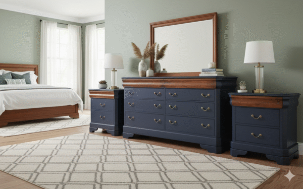 Navy Dresser and 2 Nightstands