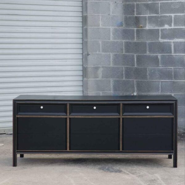 Mid Century Wood Black Credenza Sideboard Dresser - Image 4
