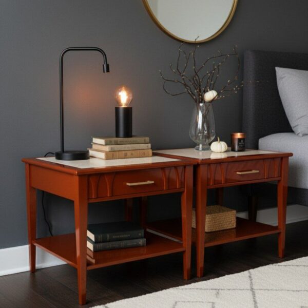 Mid-Century Modern Lacquer End Tables | Custom Color & Top Options