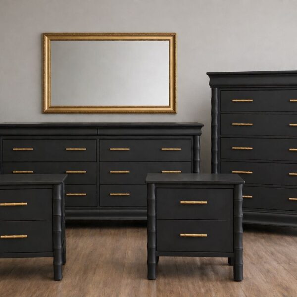 4 PC Modern Bamboo-Inspired Bedroom Set