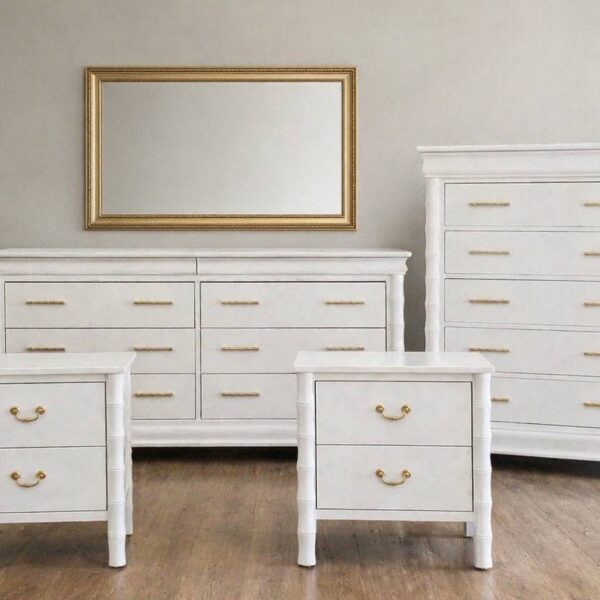 4 PC Modern Bamboo-Inspired Bedroom Set